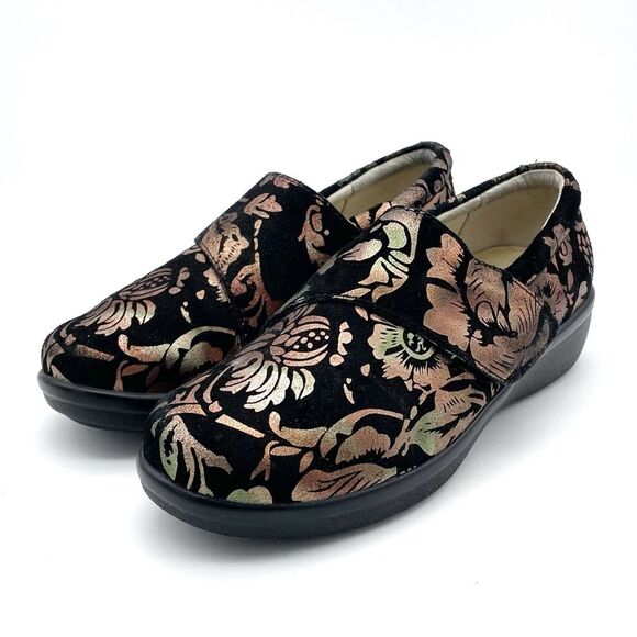 Alegria Shoes Lauryn Black Metallic Bronze Floral Comfort Clogs Women’s Size 6 - Picture 6 of 16